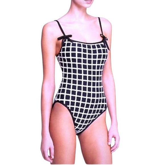 Kate Spade Black and White One Piece Swimsuit Geometric Design medium - Picture 1 of 8
